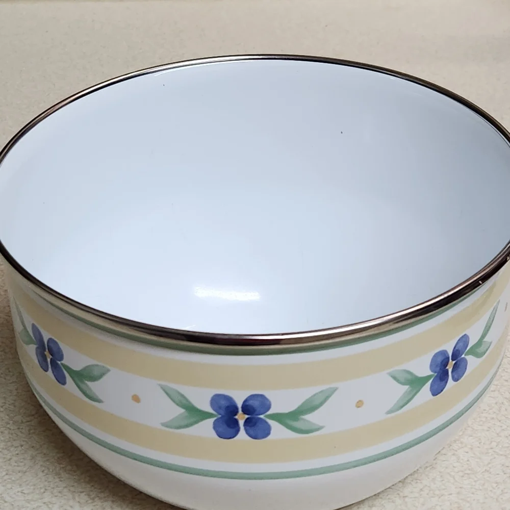 Pfaltzgraff “Summer Breeze” Metal Mixing Bowl Trio | Enamel Nesting Set